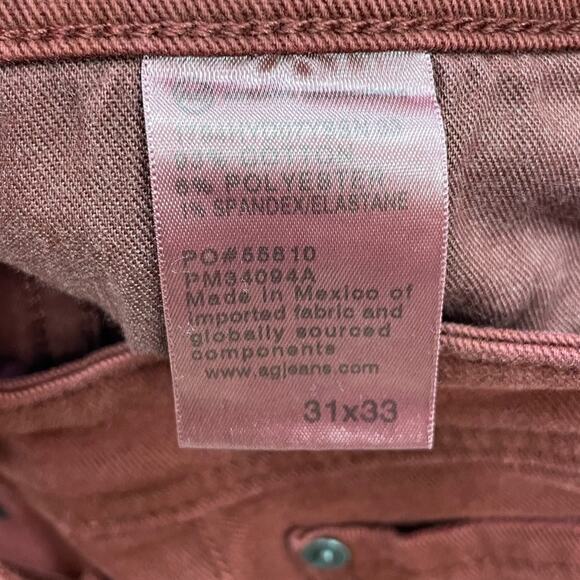 NWT New AG Adriano Goldschmied Red Everett Slim Straight Jean Size 31 x 33 - Picture 5 of 8